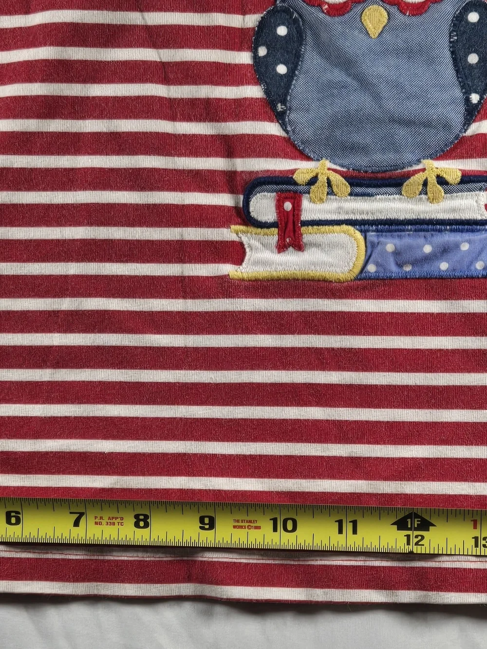 Source Unknown Red & White Striped Owl Dress with Blue Trim